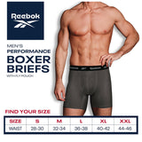 Reebok Men's 4-Pack Performance Boxer Brief - Black - XXL