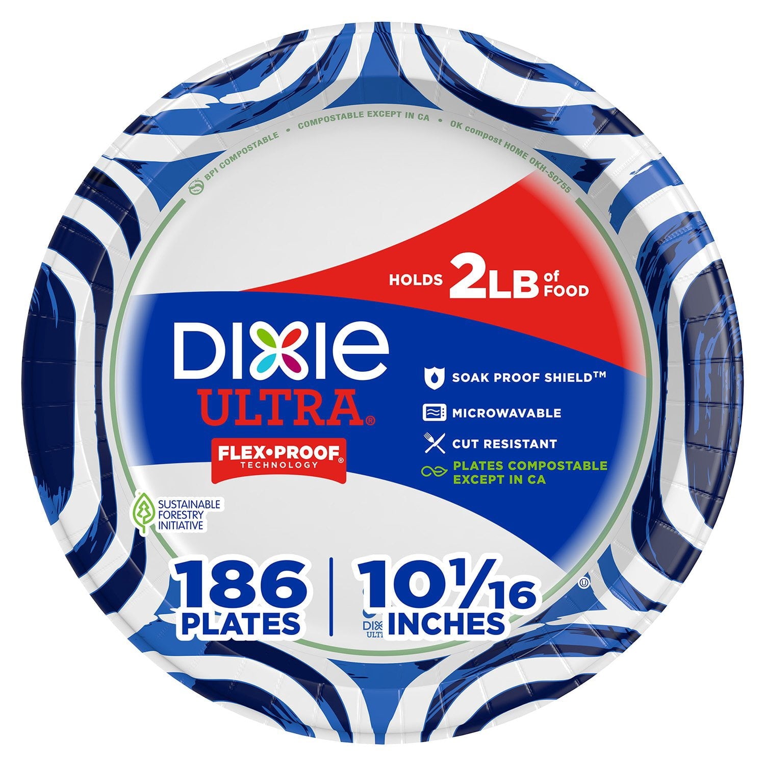 Dixie Ultra Heavyweight Dinner Paper Plates, 10" – 186 Count
