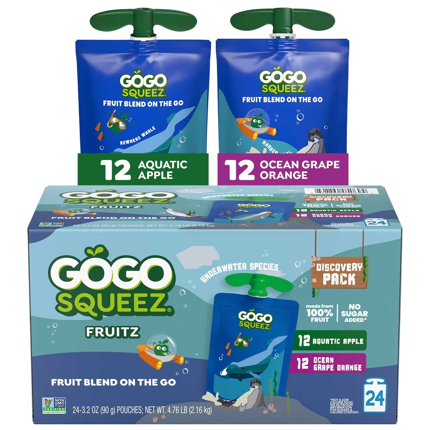 GoGo SqueeZ Discovery Variety Pack - 3.2 oz - 24 Count