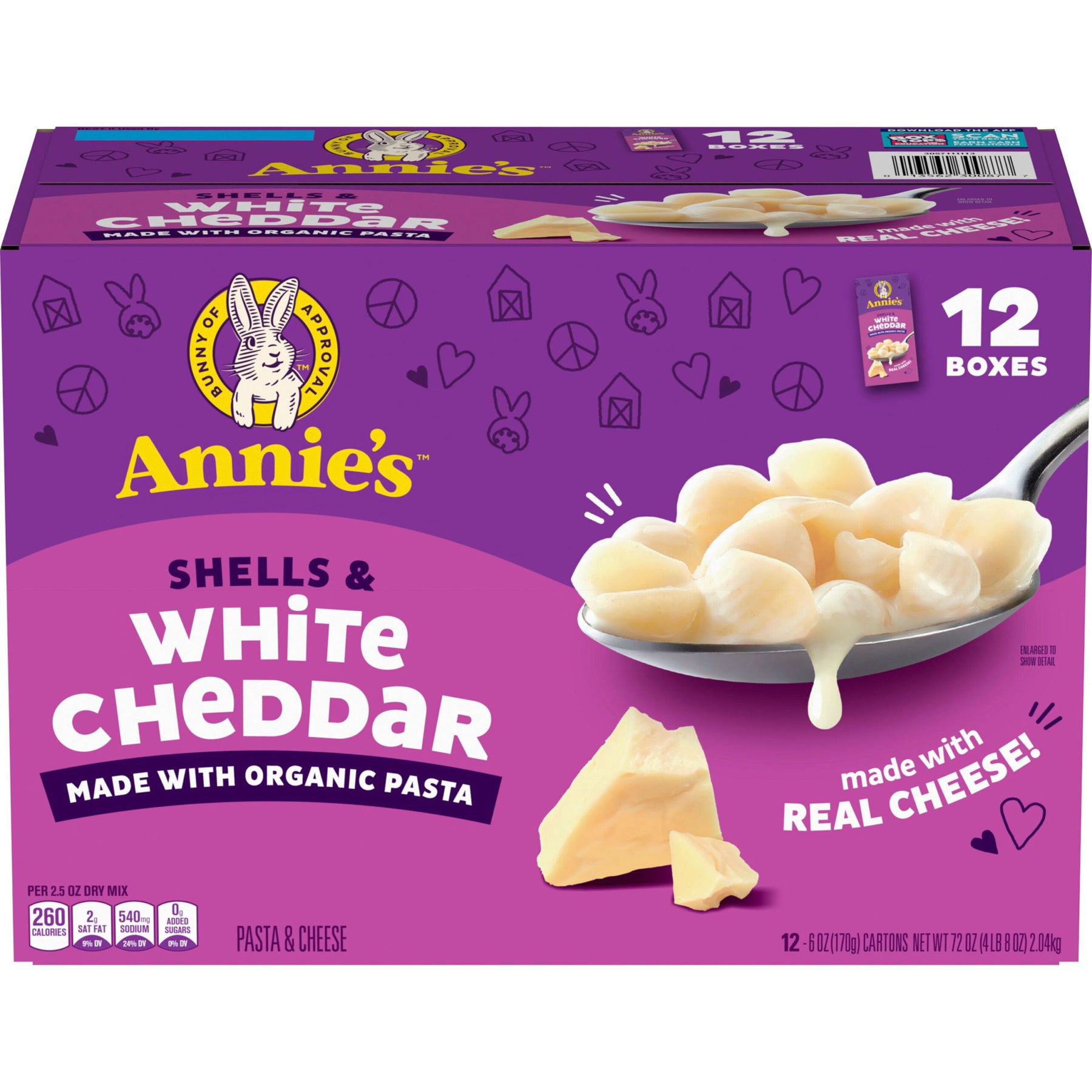 Annie's Shells and White Cheddar Mac and Cheese 6 oz.,12 pk.