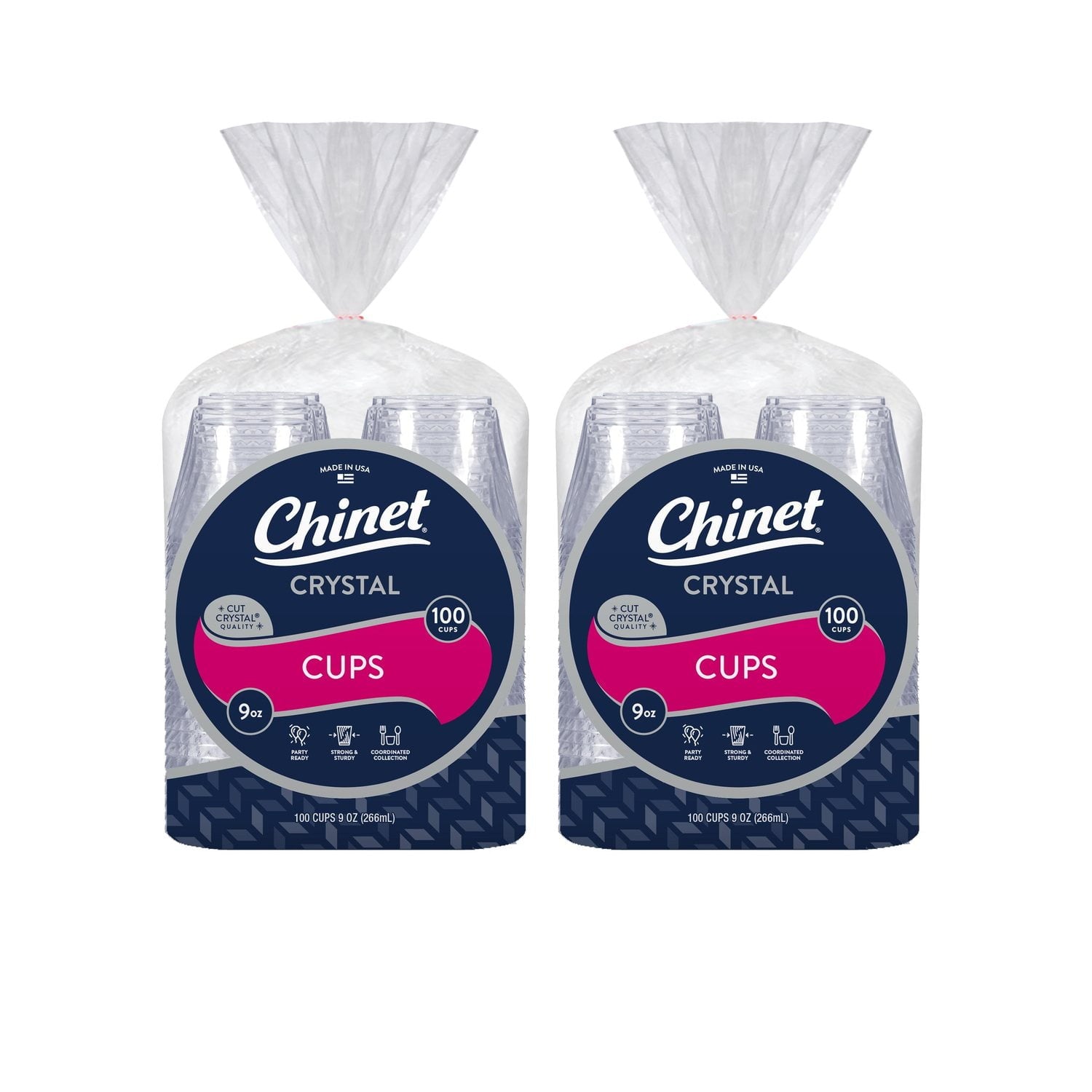 Chinet Crystal Plastic Cups – 9 oz, 200 Count