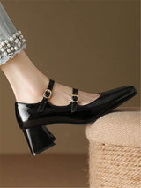 Women’s Black Patent Double-Strap Mary Jane Pumps Size EU 36 - US 6
