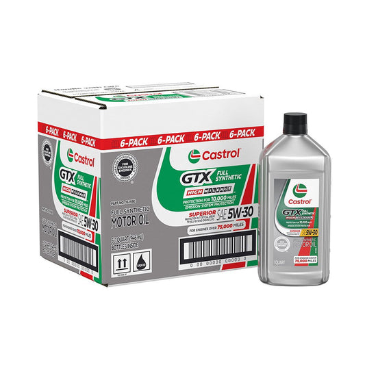 Castrol GTX Full Synthetic High Mileage Motor Oil 5W-30, 6 pack, 1 US qt bottles