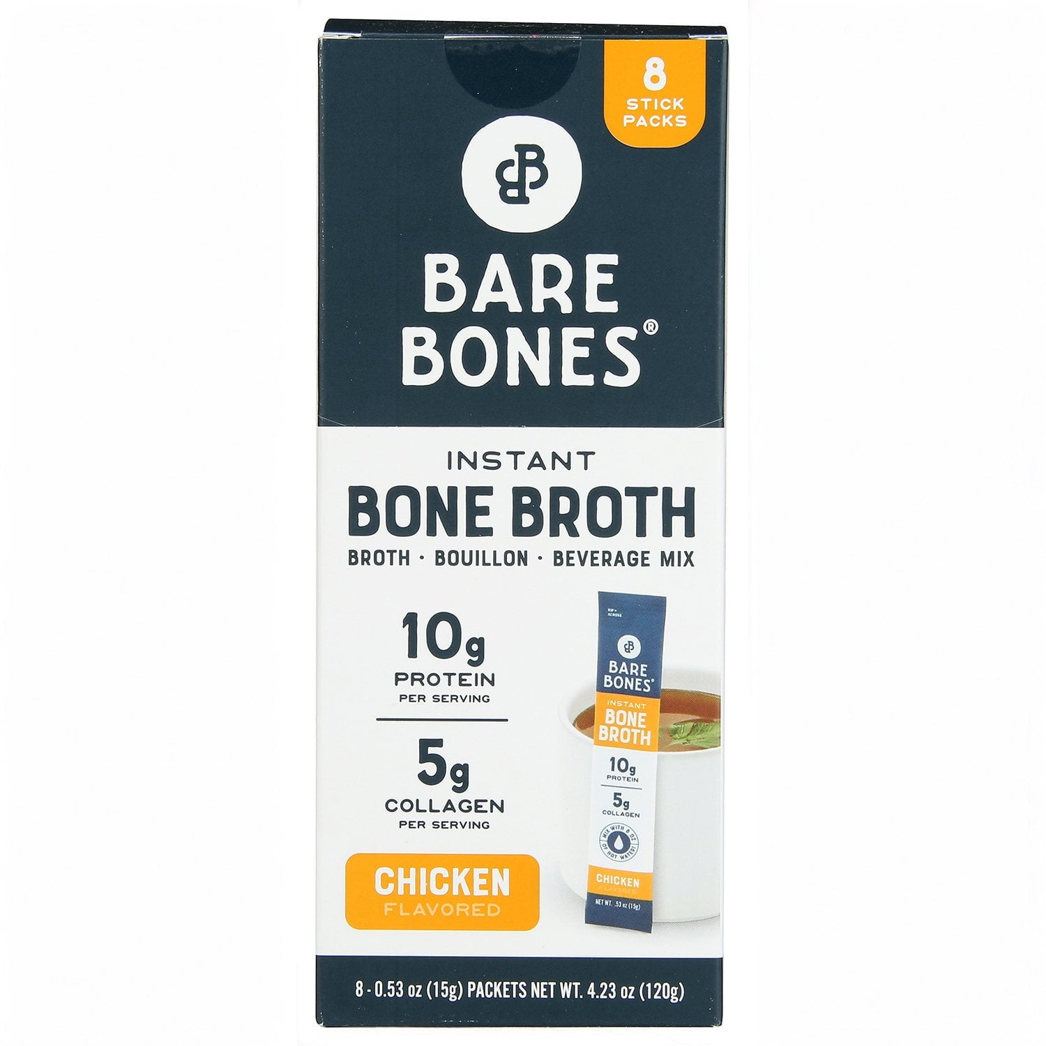 Bare Bones Instant Chicken Bouillon Bone Broth Sticks, 4.23 oz., 8 ct.