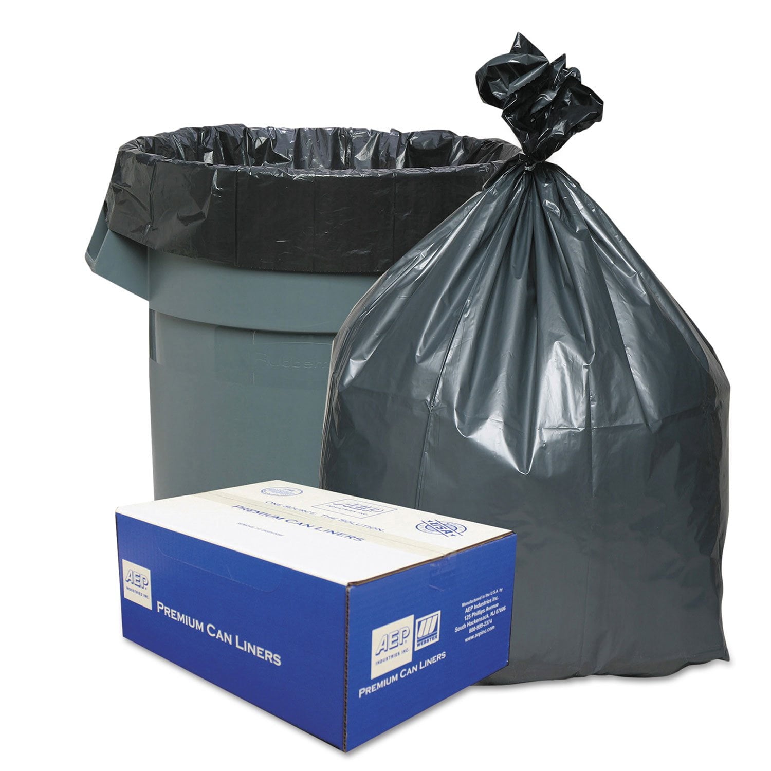 Platinum Plus Can Liners, 60 gal, 1.55 mil, 39" x 56", Gray (50 Count)