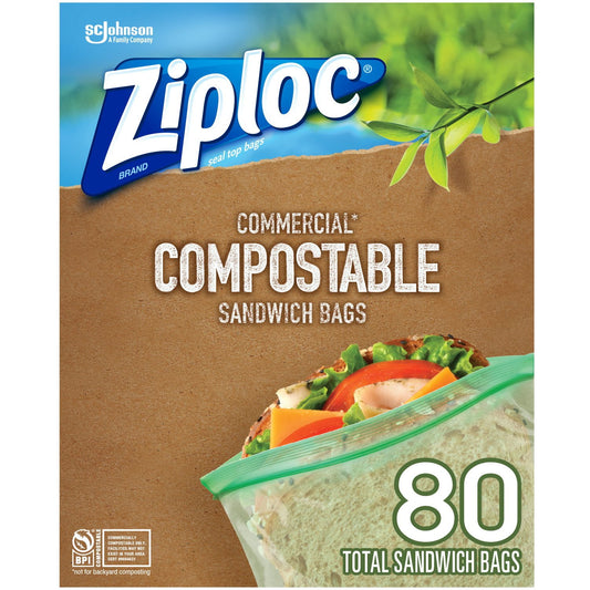 Ziploc Compostable Sandwich Bags – 80 Count