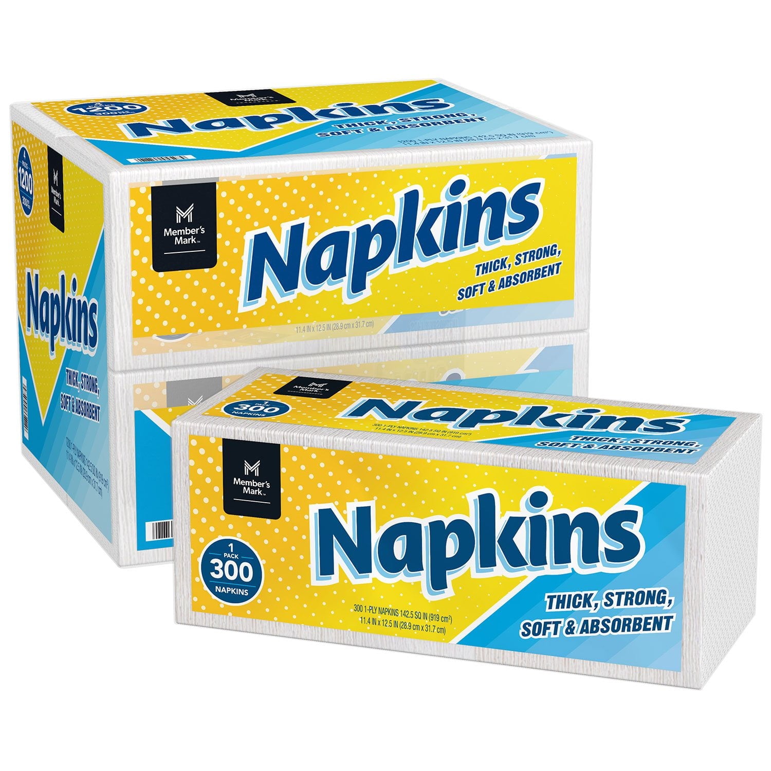Member's Mark Everyday 1-Ply White Napkins 4 Packs., 300 napkins/pk
