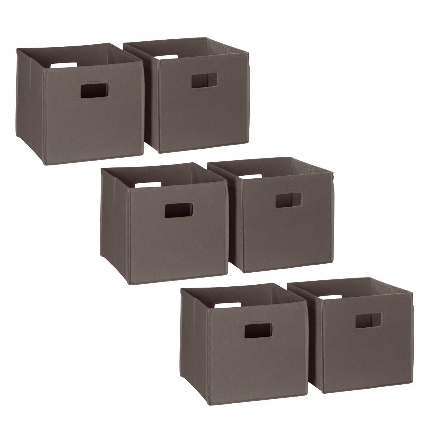 RiverRidge Folding Bins Cube Storage Cubbies, Set of 6 Playroom Organizers - Brown