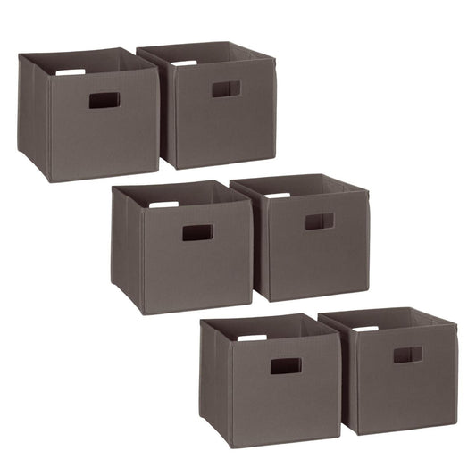 RiverRidge Folding Bins Cube Storage Cubbies, Set of 6 Playroom Organizers - Brown