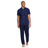Lands’ End Men's Cotton Linen Button Up - Navy - XXL