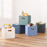 RiverRidge Folding Bins Cube Storage Cubbies, Set of 6 Playroom Organizers - Cream