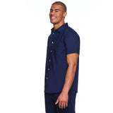 Lands’ End Men's Cotton Linen Button Up - Navy - XXL