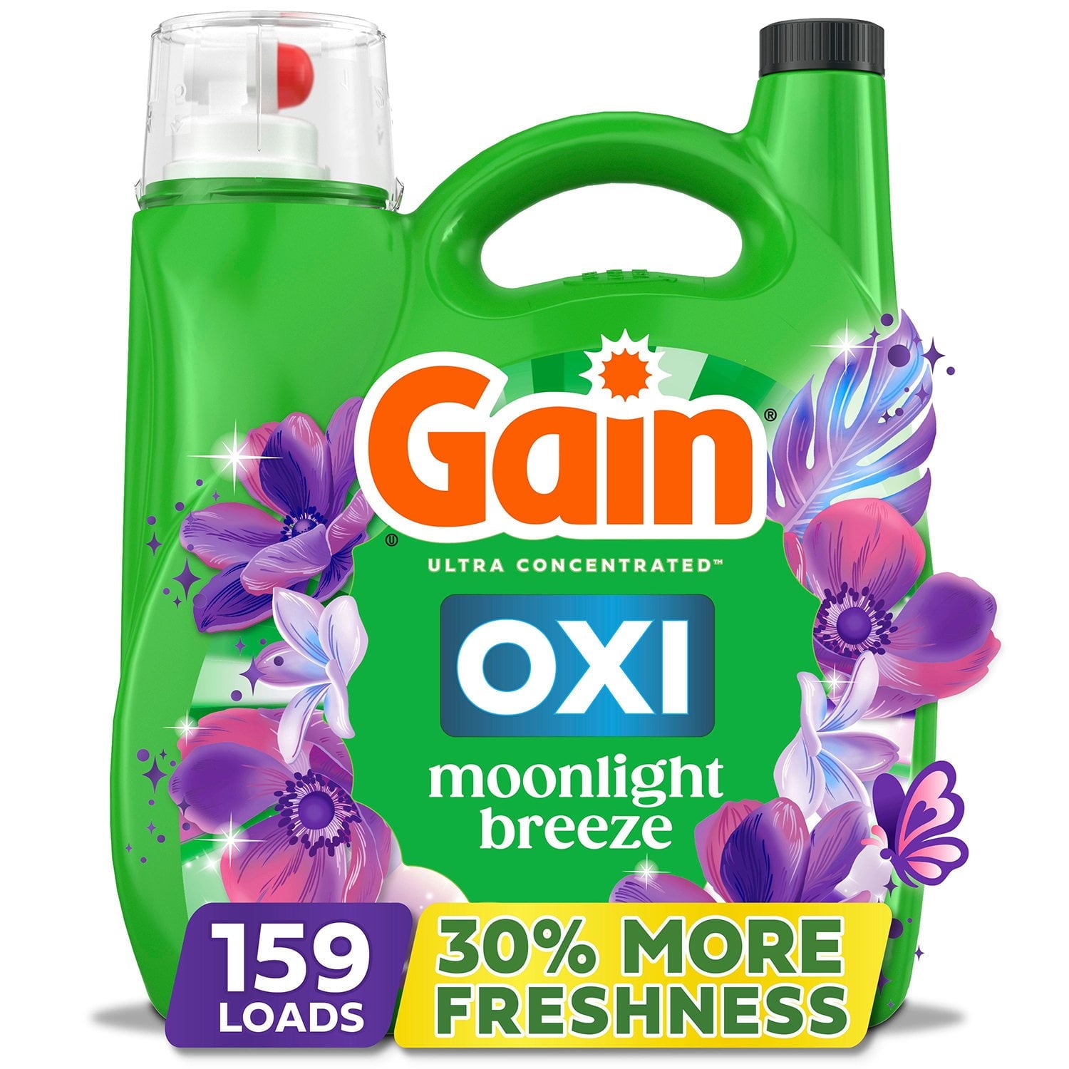 Gain + Oxi Liquid Laundry Detergent, Moonlight Breeze – 159 Loads, 170 fl. oz