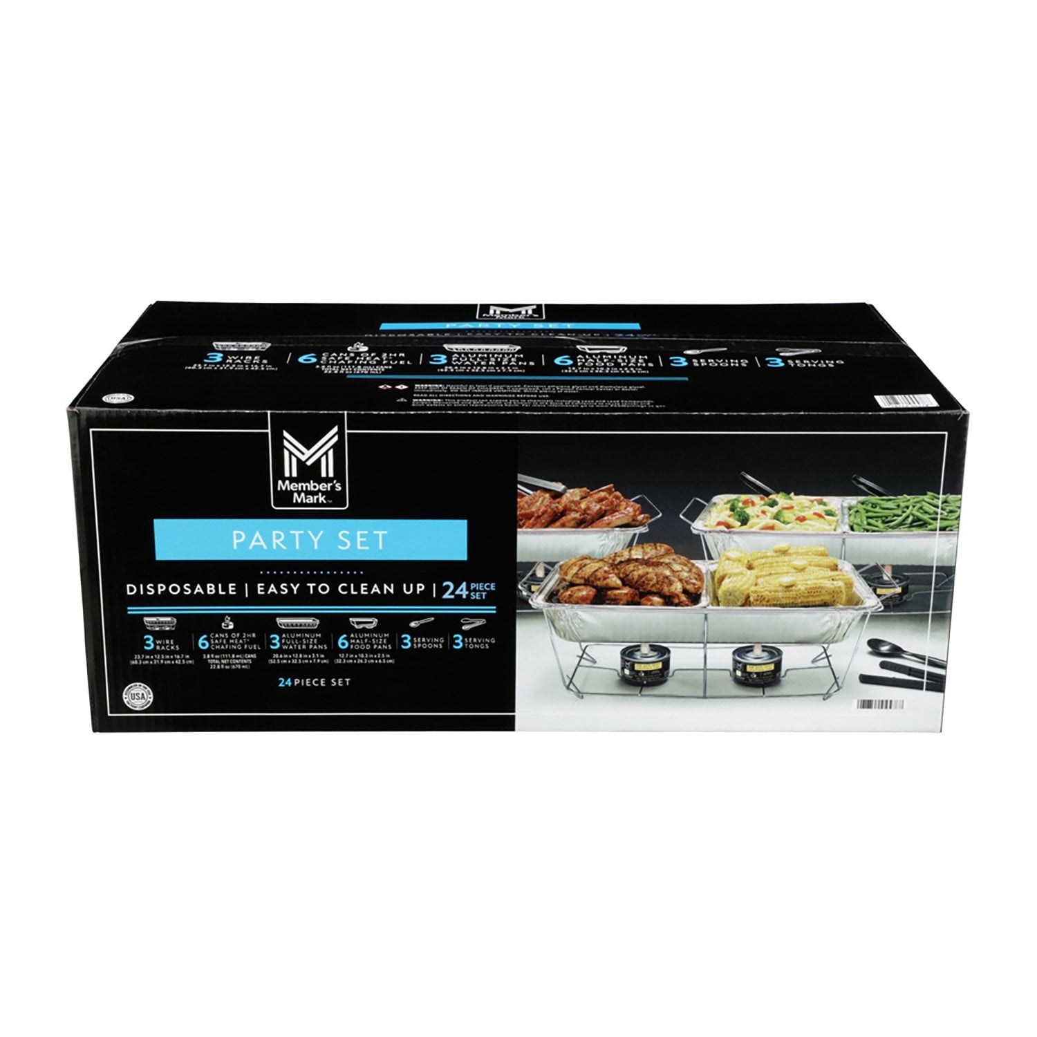 Member's Mark Party Set with 2-hour Safe Heat Chafing Fuel, 24 ct.