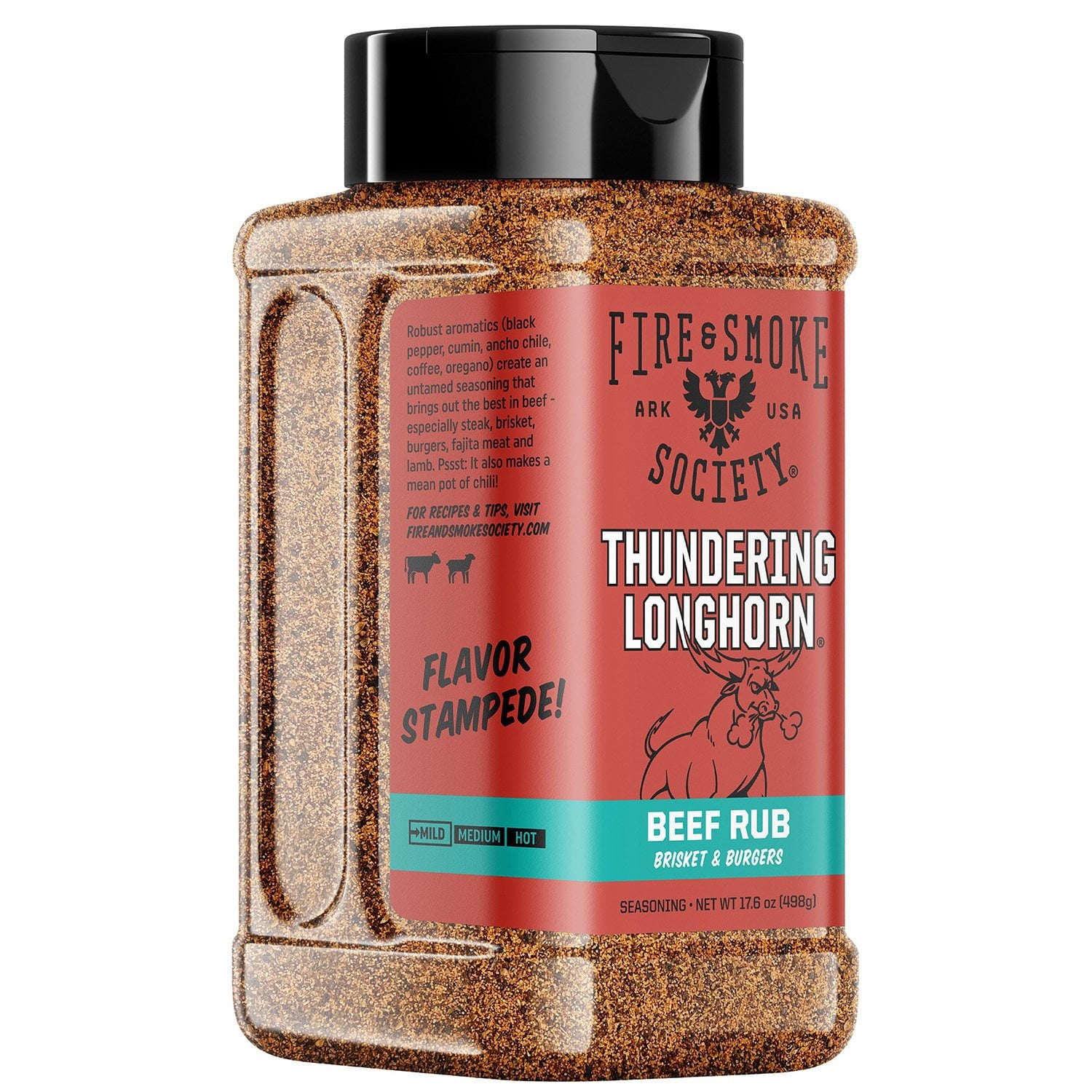 Fire &amp; Smoke Society Thundering Longhorn BBQ Seasoning, Beef Rub, 17.6 oz.
