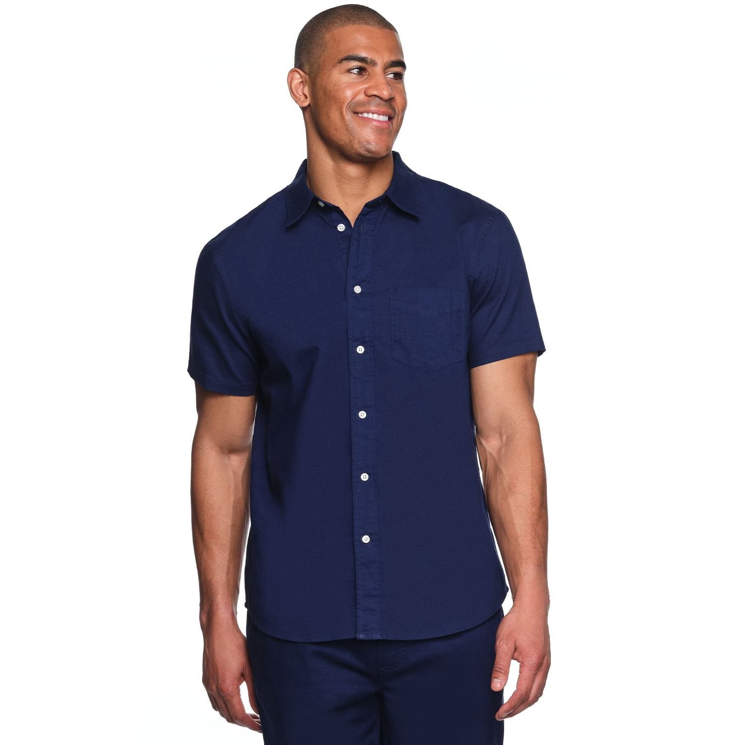 Lands’ End Men's Cotton Linen Button Up - Navy - XXL