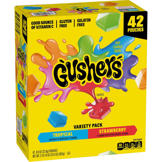 Gushers Strawberry &amp; Tropical Variety Pack Snacks, 0.8 oz., 42 pk.