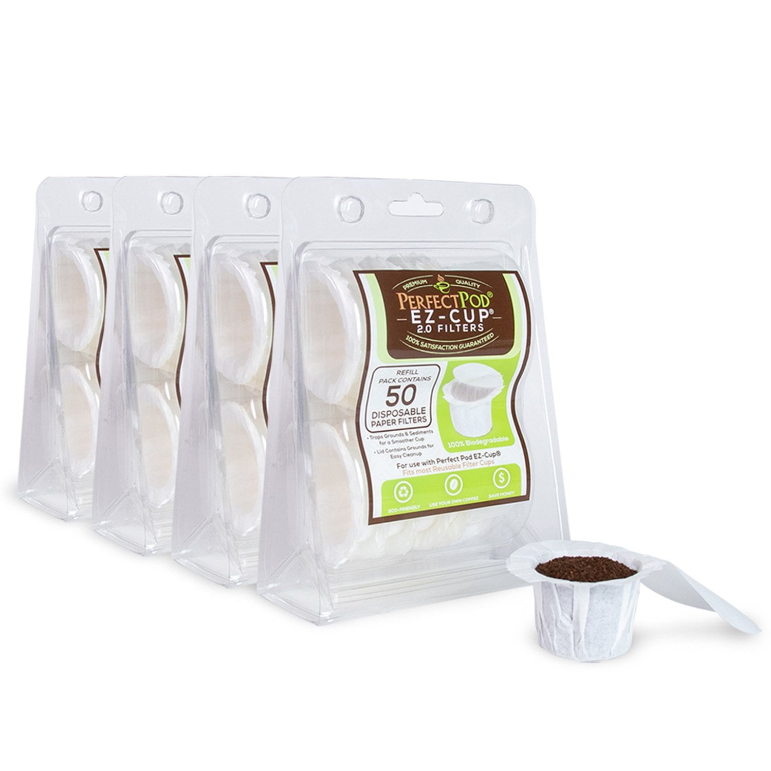 Perfect Pod EZ-Cup 2.0 100% Biodegradable Paper Coffee Filters