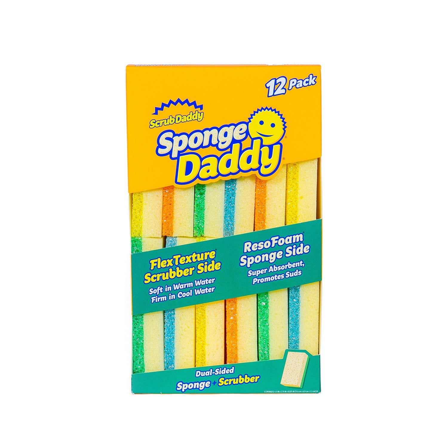 Scrub Daddy Sponge Daddy Cleaning Sponges, Multi-Color – 12 Count