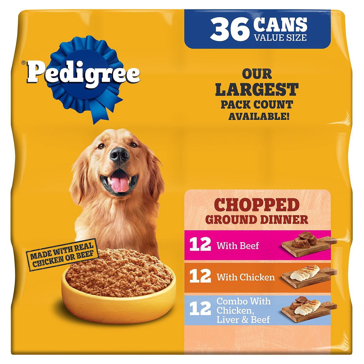 Pedigree Chopped Ground Dinner, Variety Pack, 13.2 oz., 36 ct