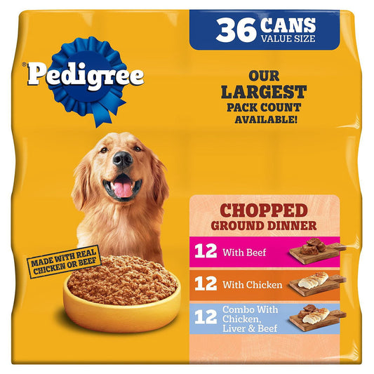 Pedigree Chopped Ground Dinner, Variety Pack, 13.2 oz., 36 ct