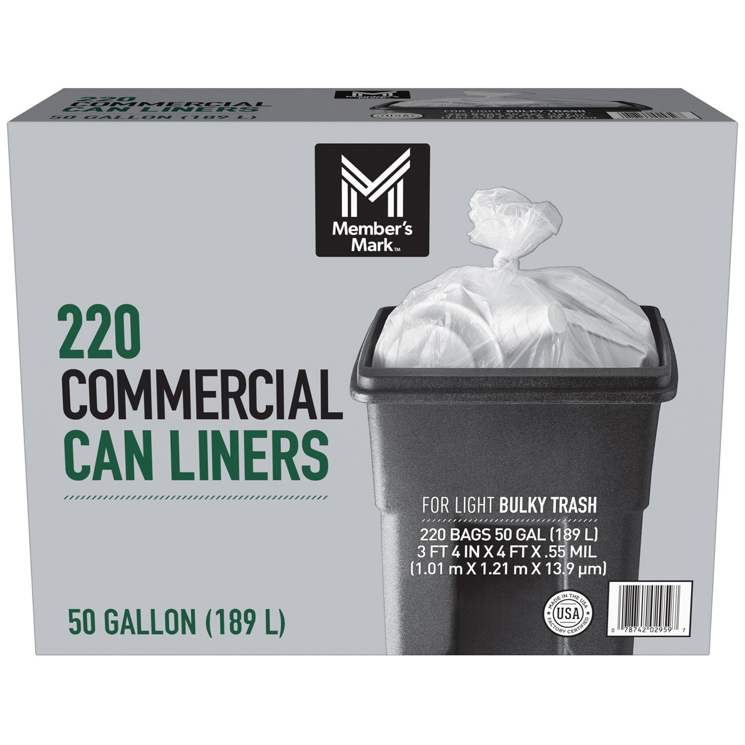 Member's Mark 50-Gallon Commercial Can Liners – 220 Count