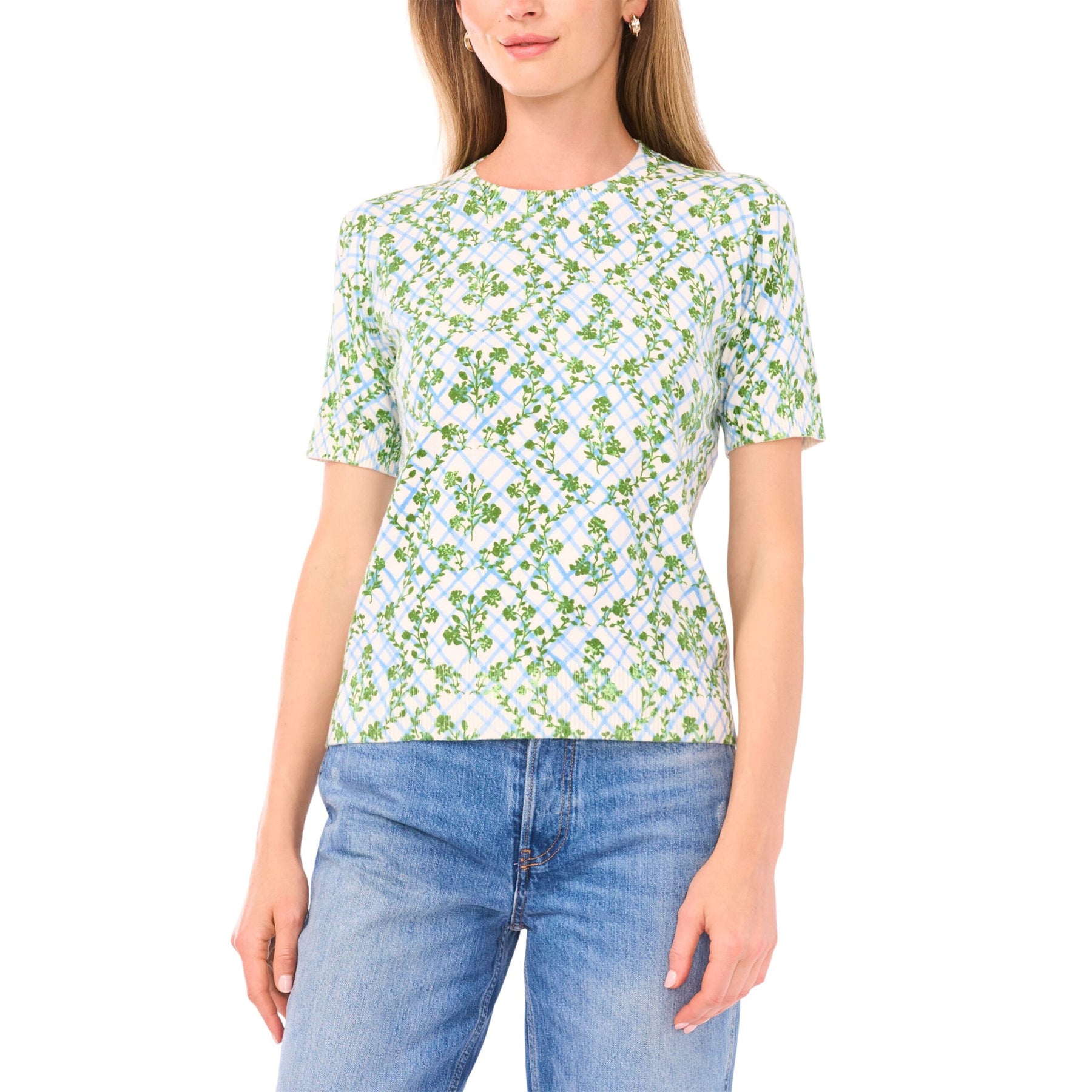 Vince Camuto Women's Short Sleeve Sweater - Blue - XXL