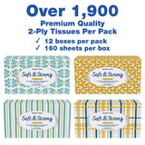Member’s Mark Soft & Strong 2-Ply Premium Facial Tissues 12 Flat Boxes, 160 tissues/box