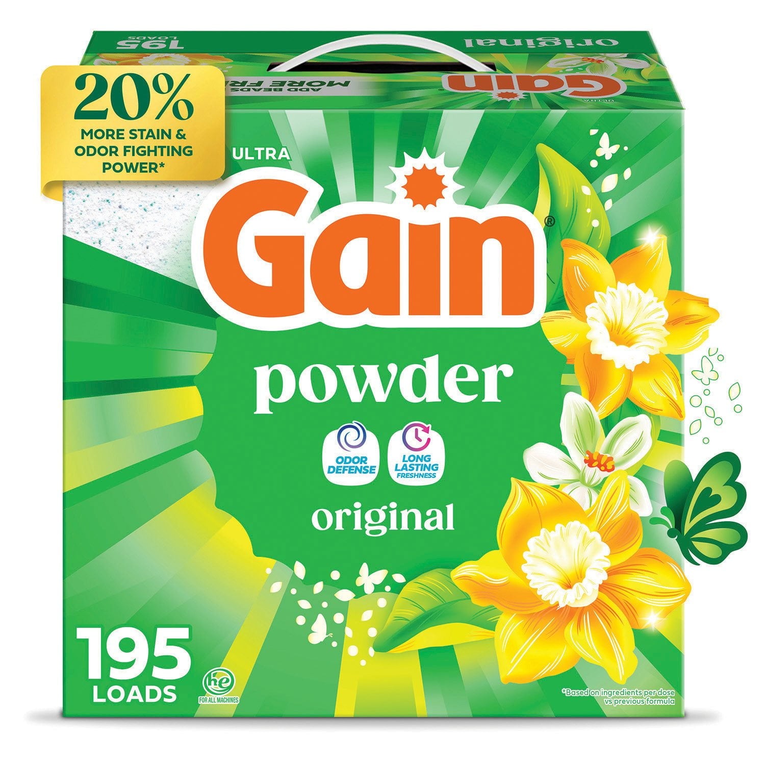 Gain Powder Laundry Detergent, Original – 195 loads, 180 oz