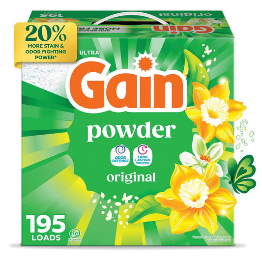 Gain Powder Laundry Detergent, Original – 195 loads, 180 oz