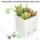 Tech Squared Power Bloom Charging Decorative Plant with Built-in retractable USB-C cable