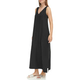 DKNY Women's Linen Maxi Dress - Black - XXL
