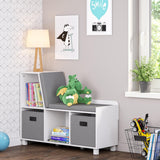RiverRidge Folding Bins Cube Storage Cubbies, Set of 6 Playroom Organizers - Gray