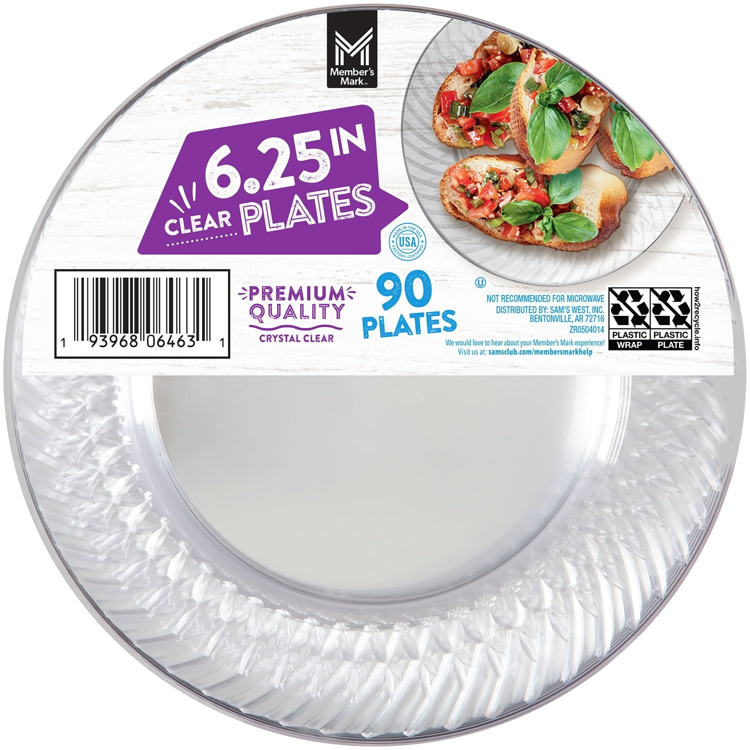 Member's Mark Clear Plastic Plates, 6.25" 90 Count