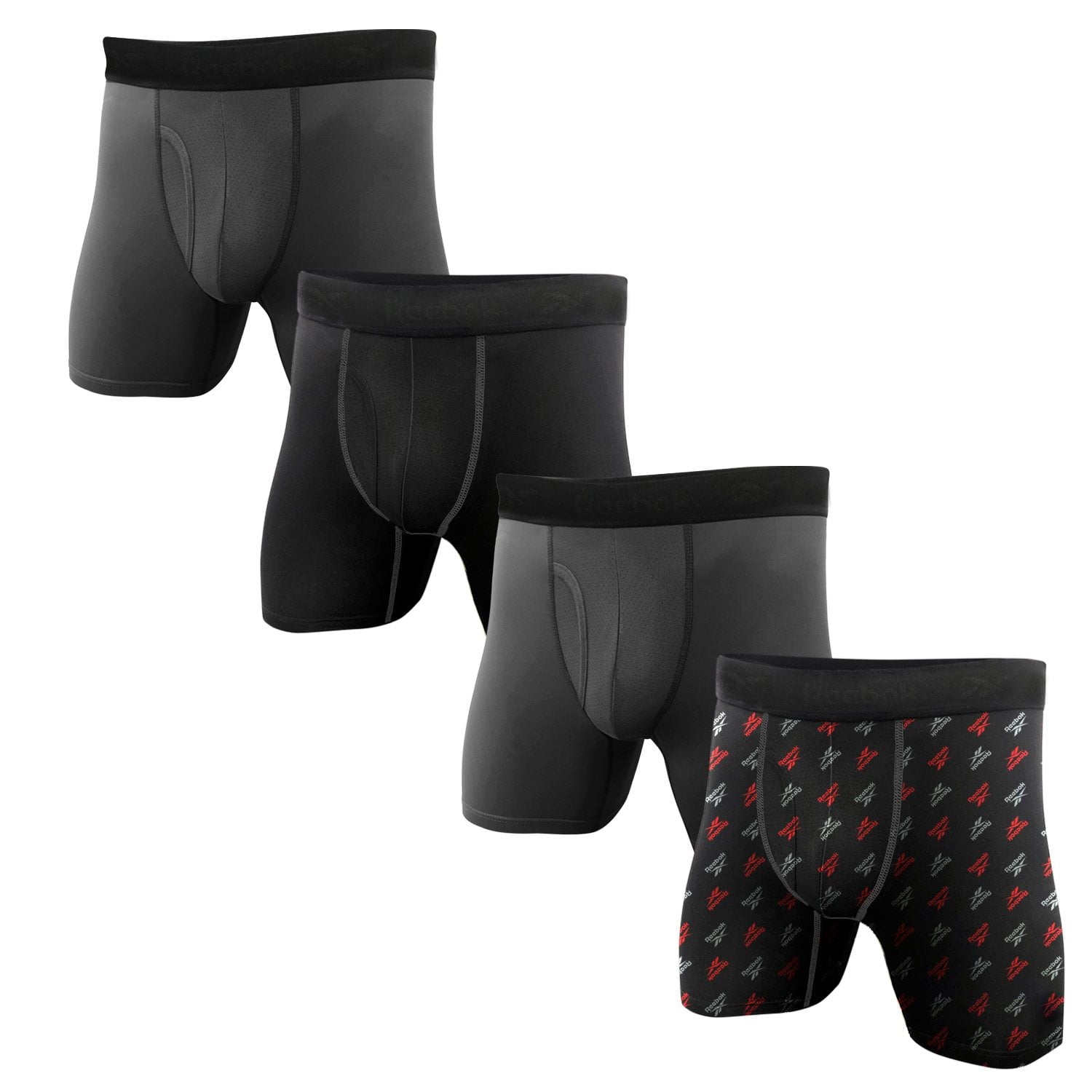 Reebok Men's 4-Pack Performance Boxer Brief - Black - XXL