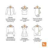 The Slim Kangaroo™ Hanger 40-Pack - Made in Wisconsin, USA with 100% recycled material - The patented design clips in pants, shirts, straps, tanks, jackets and even entire outfits on a single hanger