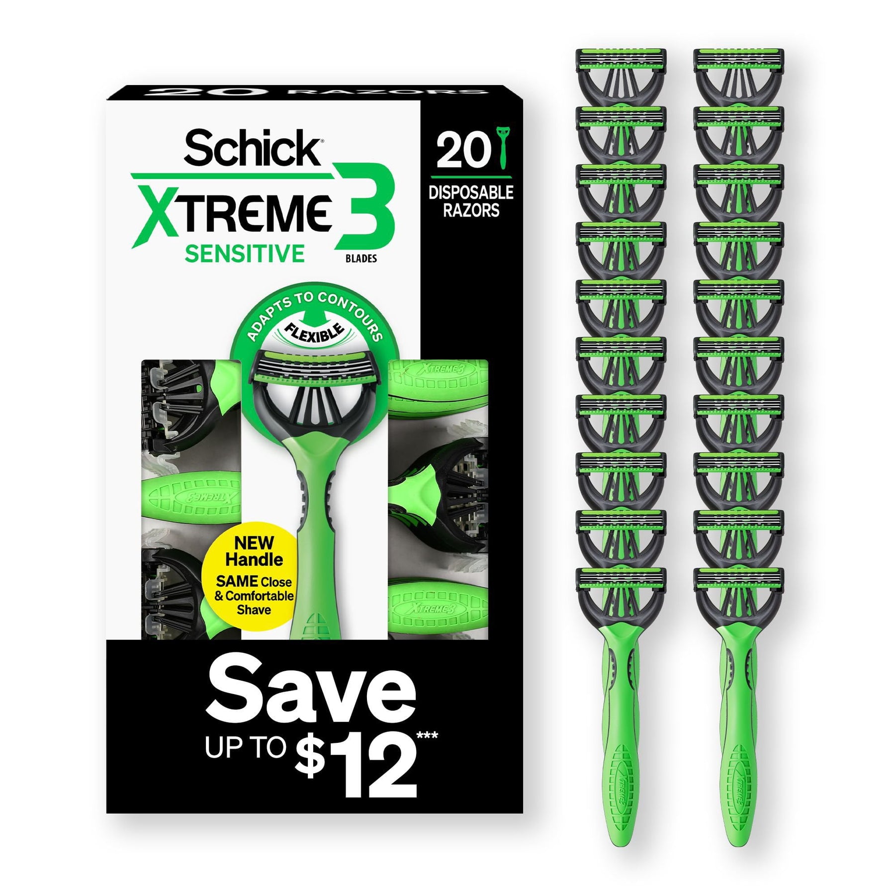 Schick Xtreme3 Sensitive Disposable Razors for Men – 20 Count