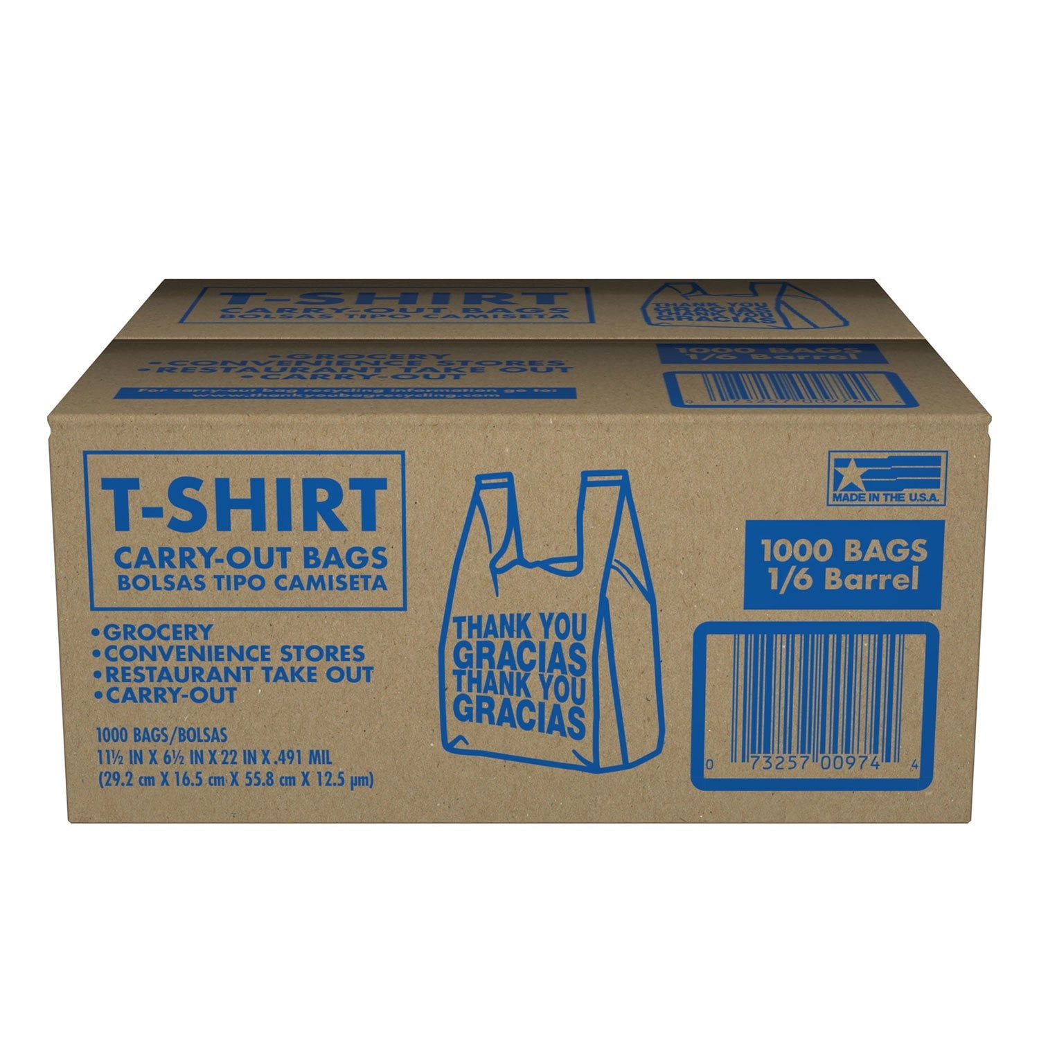 Husky T-Shirt Carry-Out Bags, 11.5" x 6.5" x 22" 1 – 000 Count