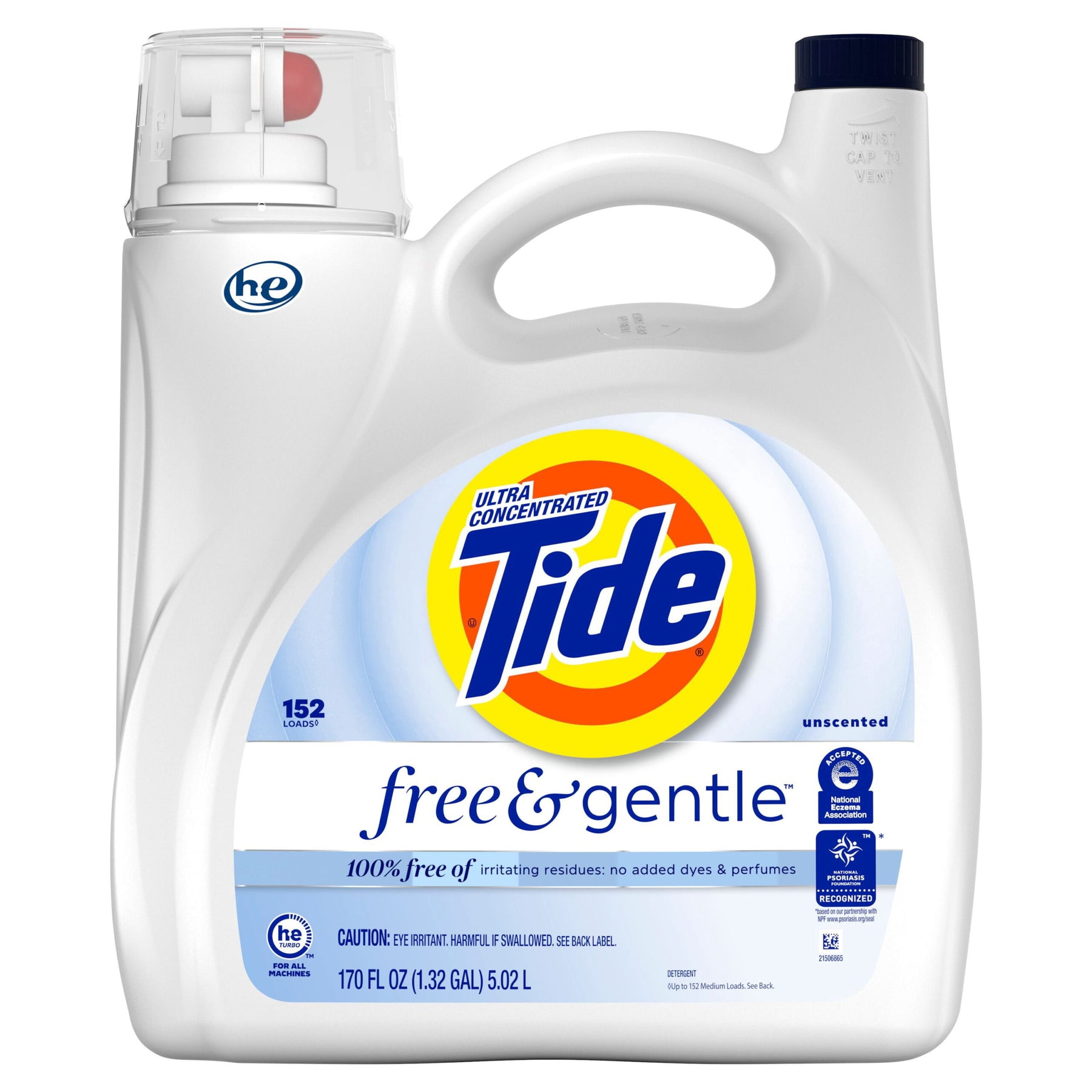 Tide Free & Gentle Liquid Laundry Detergent – 152 loads, 170 fl. oz