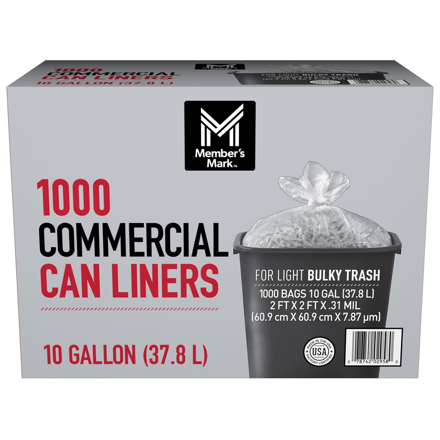 Member's Mark 10-Gallon Commercial Can Liners – 1000 Count