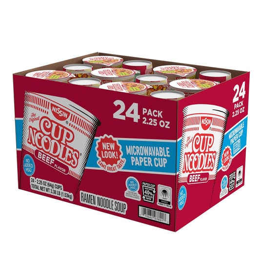 Nissin Cup Noodles - Beef Flavor - 2.25 oz - 24 Pack