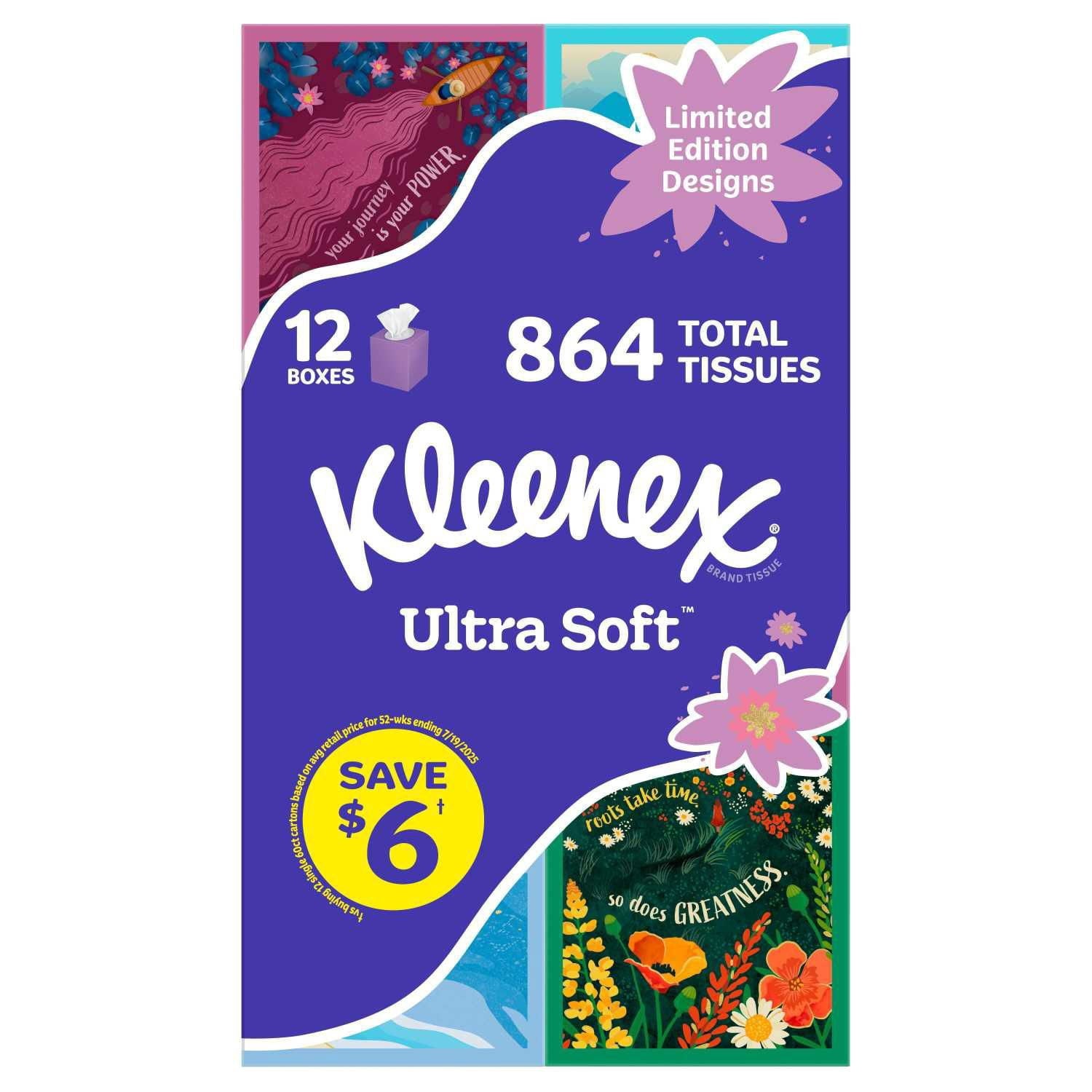 Kleenex Ultra Soft Facial Tissues, 12 boxes, 72 tissues/box