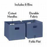RiverRidge Folding Bins Cube Storage Cubbies, Set of 6 Playroom Organizers