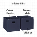 RiverRidge Folding Bins Cube Storage Cubbies, Set of 6 Playroom Organizers