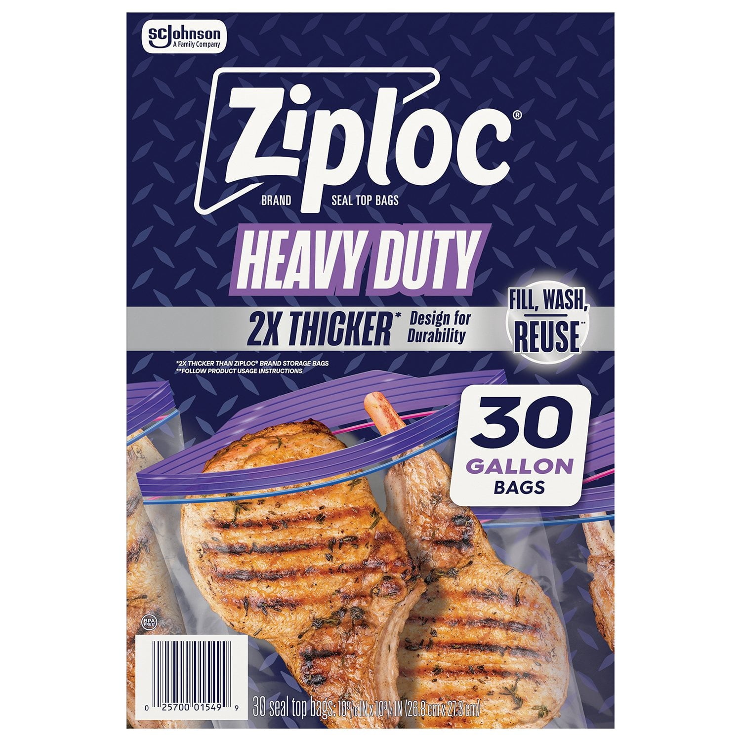 Ziploc Brand Heavy Duty Gallon Storage Bags, Seal Top Closure – 30 Count