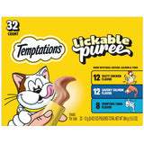 Temptations Lickable Puree Adult Variety Chicken, Salmon, and Tuna Cat Treats, 32 ct. 0.4 oz. Pouches