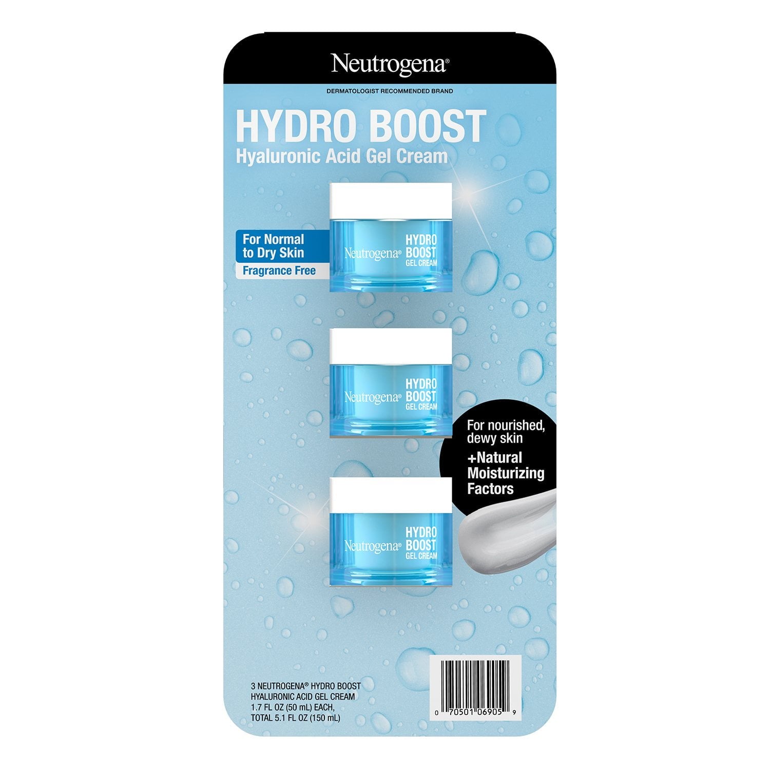 Neutrogena Hydro Boost 48-Hour Gel Cream Face Moisturizer – 1.7 fl oz, 3 Pack