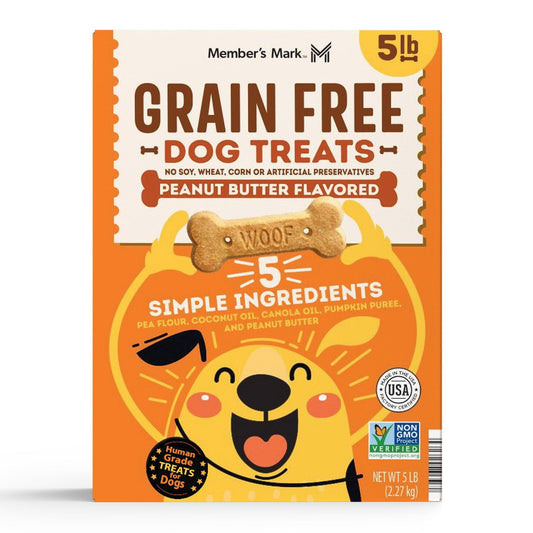 Member's Mark Grain-Free Dog Treat Biscuits, Peanut Butter Flavored, 5 lbs