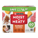 Purina Moist & Meaty Burger with Cheddar Cheese Flavor, Adult Dog Food, 6 oz., 60 ct