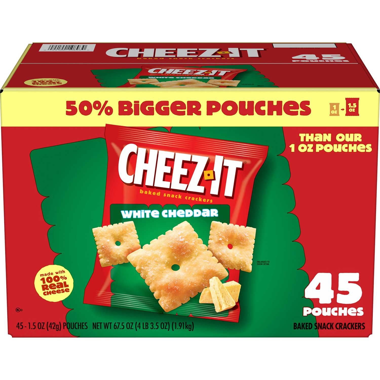 Cheez-It Baked Snack Crackers, White Cheddar, 1.5 oz., 45 pk.